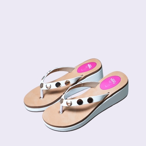 107 Classic White Platform with Gold Stud Accents - Image 3