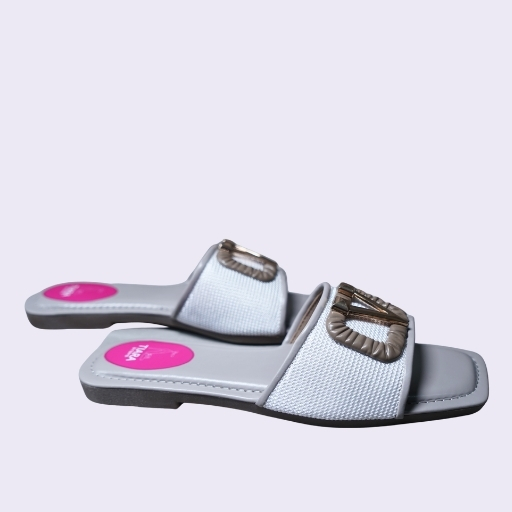 136 Chic Designer-Look Square-Toe Slides with V-Buckle - Image 4