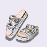 Stylish Silver Slip-On Flat with Buckle & Sequin Detailing - Image 4