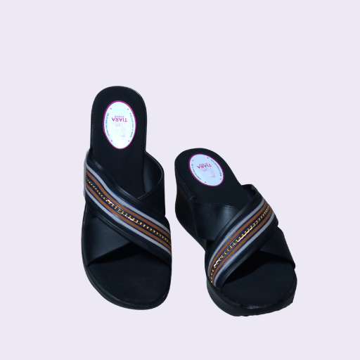 34 Black Platform Wedge Slip-On Sandals - Image 1
