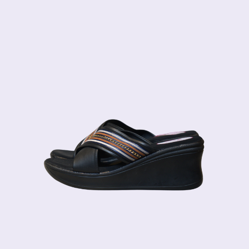 35 Black Platform Wedge Slip-On Sandals - Image 2