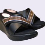 Black Platform Wedge Slip-On Sandals - Image 3