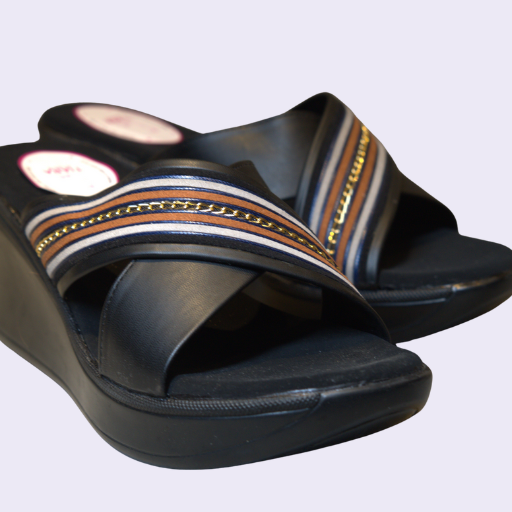 36 Black Platform Wedge Slip-On Sandals - Image 3