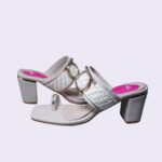 Cream Woven Block Heel - Image 2