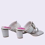 Cream Woven Block Heel - Image 3